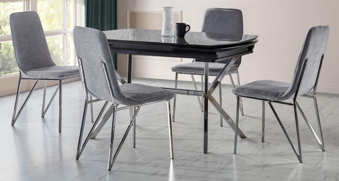 Esszimmer Set Grau Garnitur Tisch 4x Stühle Design Modern …