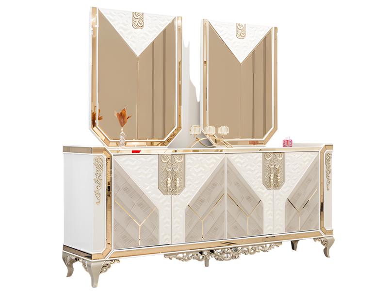 Kommoden mit 2x Spiegel Luxus Weiß/Gold Schlafzimmer Moderne Möbel