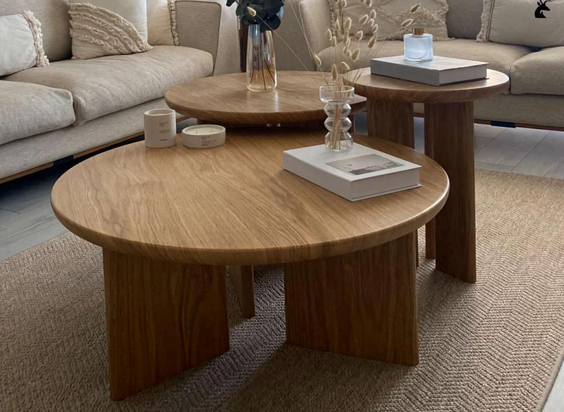Couchtisch Holz Rund Eleganz Stabilität Design Qualität Beistelltisch Tische – Couchtische