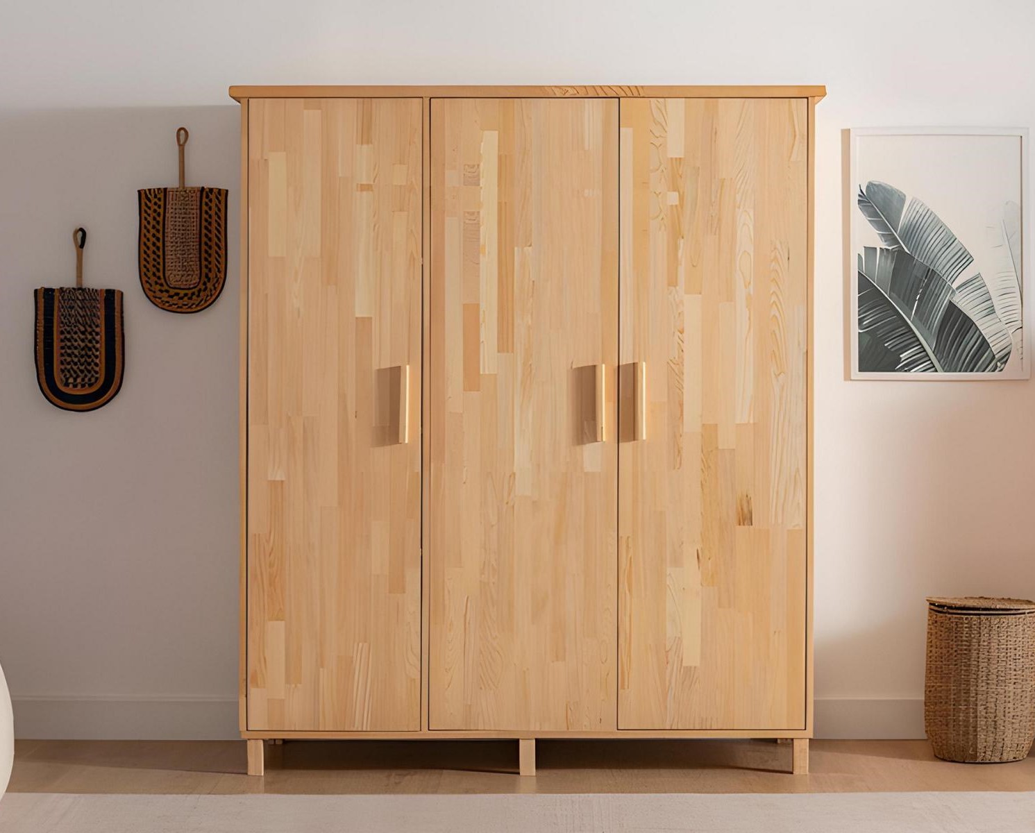 Beiger Schlafzimmer Edler Kleiderschrank Designer 3-türige …