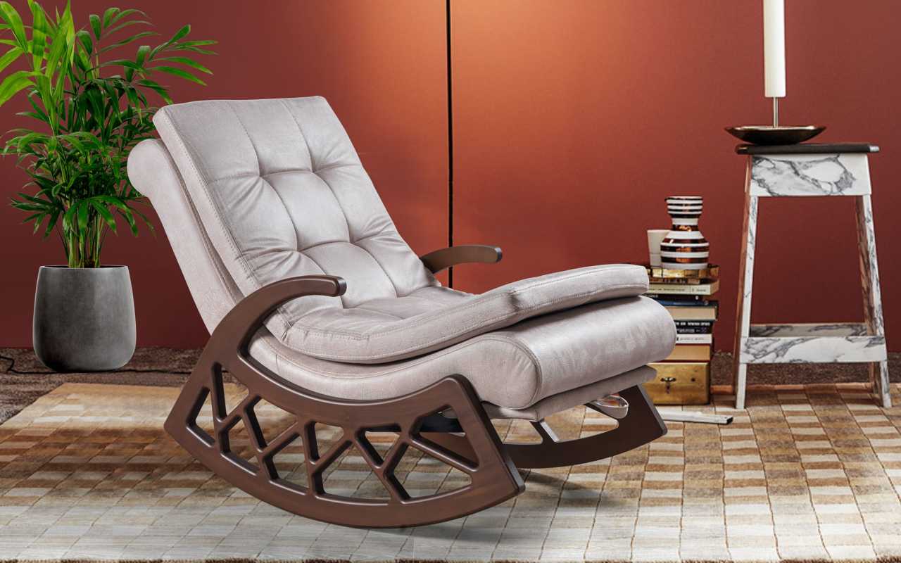 Modern Wooden Rocking Chair Noble Living Room Relax Furniture Wooden Frame New-