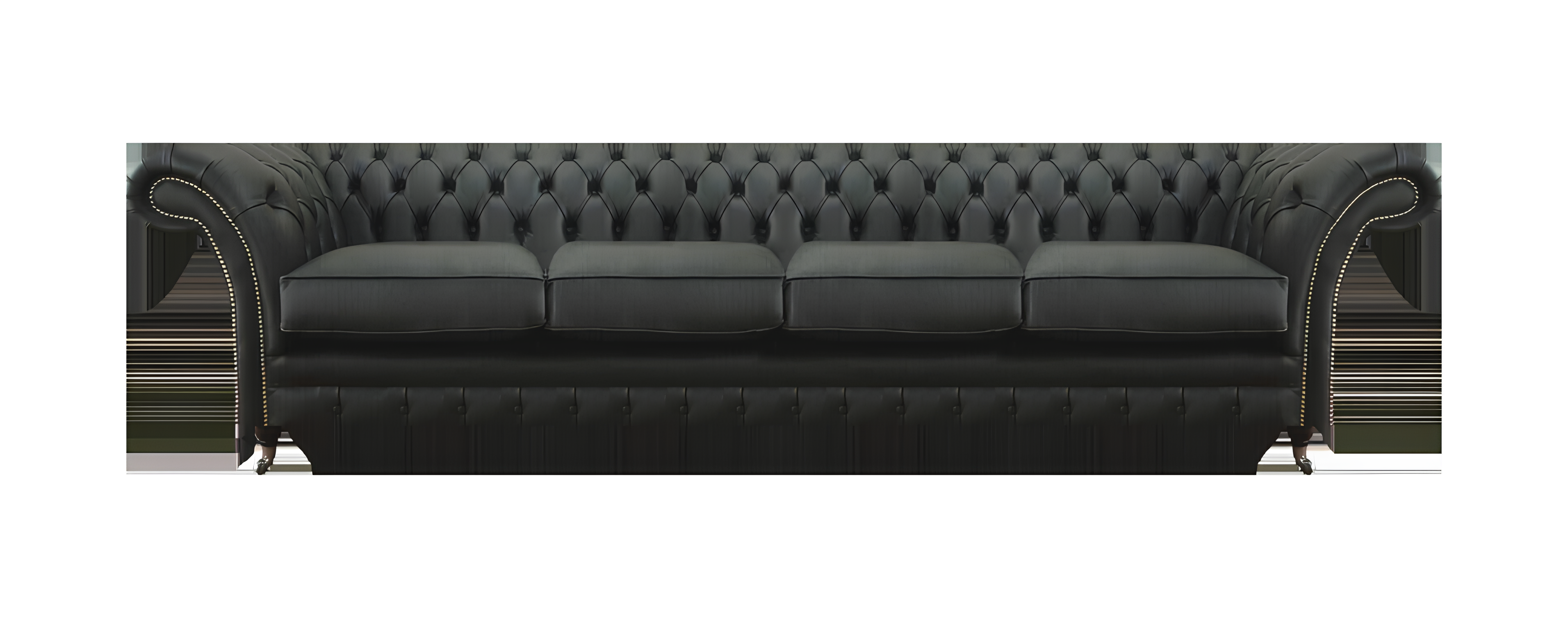 Wohnzimmer Chesterfield Schwarz Sofa Viersitzer Modern Einrichtung Neu