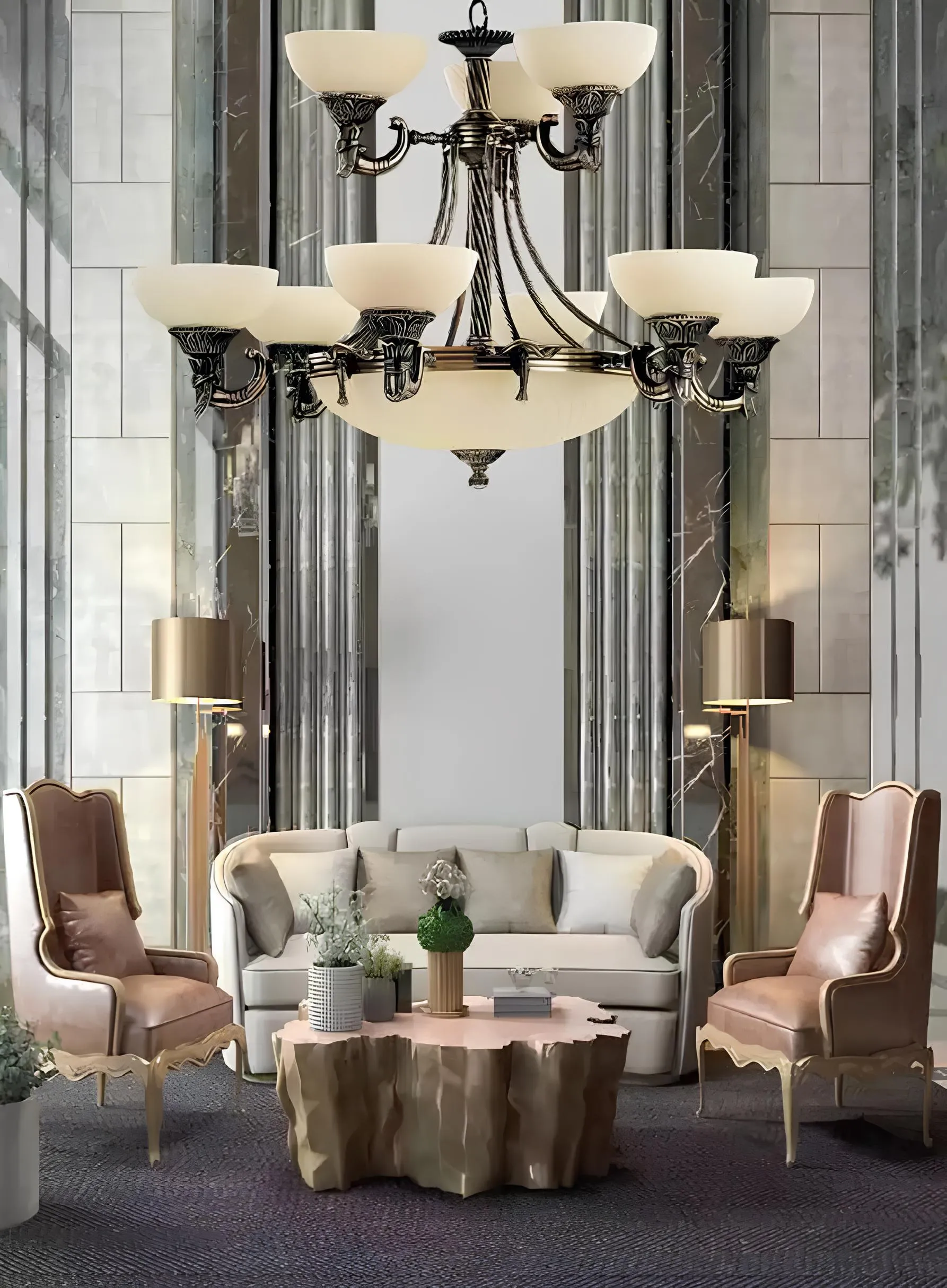 Kronleuchter Deckenleuchter Lüster Groß Deckenlampe Beige …